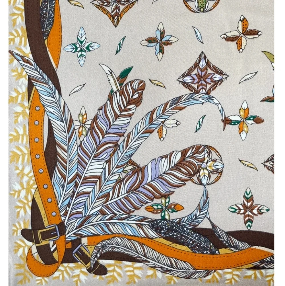Elegant Silk Scarf with Gold Accents